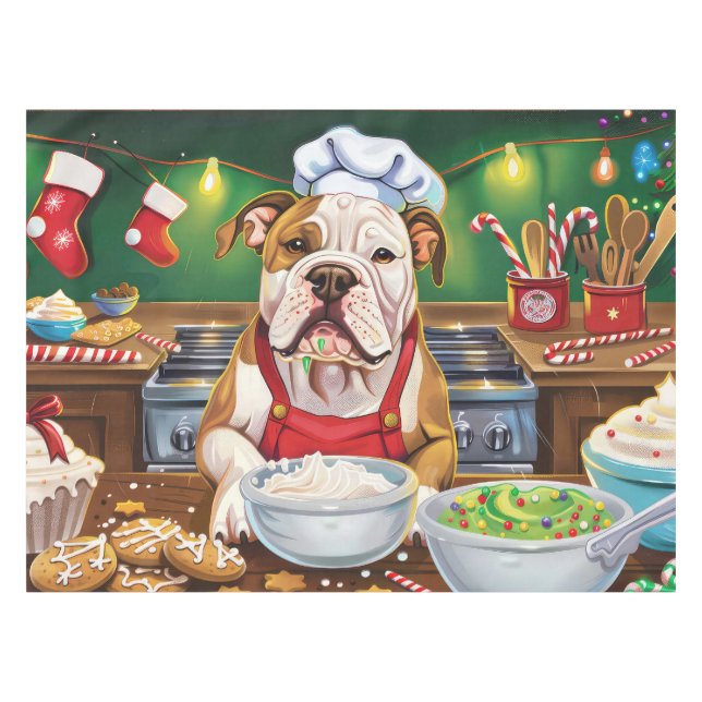 American Bulldog Holiday Baking: Festliche Weihnac Tischdecke (Vorderseite (Horizontal))