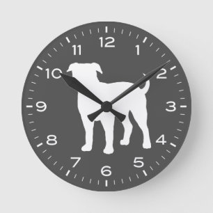 American Bulldog Hunde Silhouette Runde Wanduhr