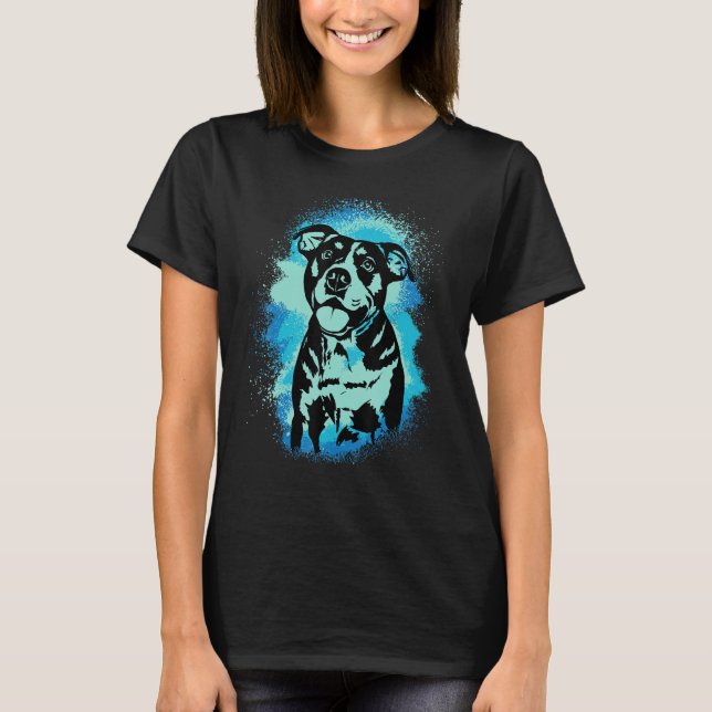 American Bulldog Paint Blue Design Dog Mom Dad T-Shirt (Vorderseite)