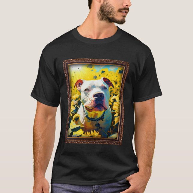 American Bulldog Painting Sunflower Flower Mom Wom T-Shirt (Vorderseite)