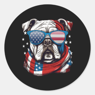 American Bulldog Patriotic 4. Juli Hundeliebhaber Runder Aufkleber