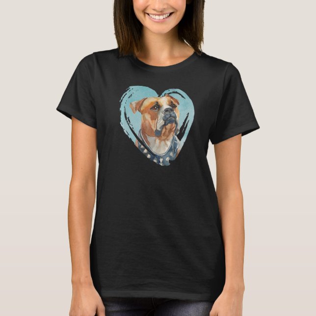 American Bulldog Portrait Watercolor Dog Graphic T-Shirt (Vorderseite)
