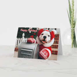 American Bulldog Pup bei der Postfachkarte des Wei Feiertagskarte