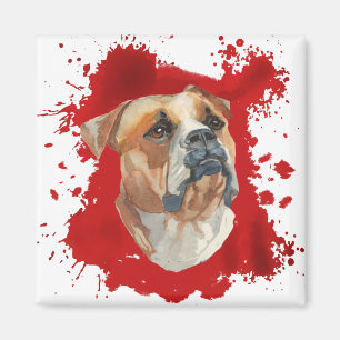 American Bulldog Red Abstrakt Magnet