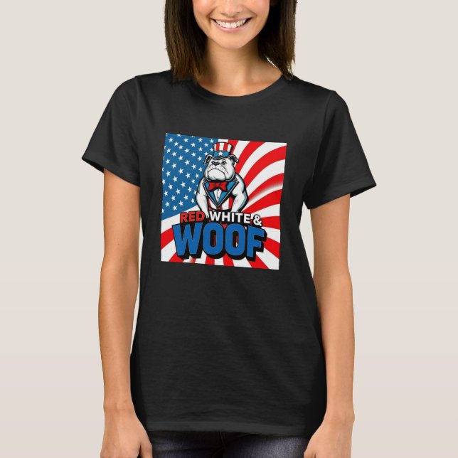 American Bulldog Red White & Woof T-Shirt (Vorderseite)