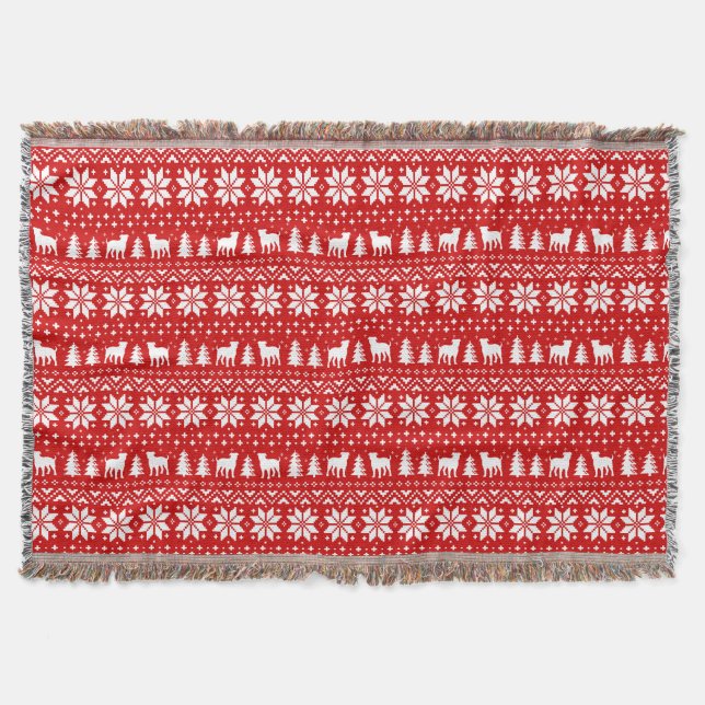 American Bulldog Silhouetten Christmas Pattern Red Decke (Vorderseite)