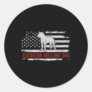 American Bulldog Vater beängstigend American Flag Runder Aufkleber