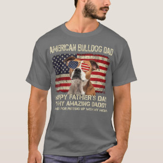 American Bulldog Vater Hund Happy Vatertag Geschen T-Shirt