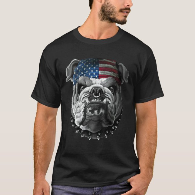 American Bulldogs Liebe American Flag Dog T-Shirt (Vorderseite)