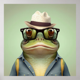 American Bullfrog Hipster Poster