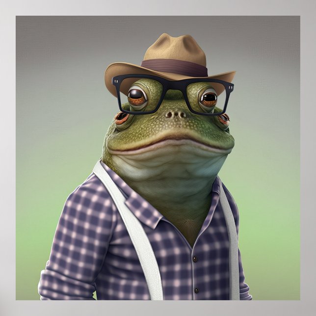 American Bullfrog Hipster Poster (Vorne)