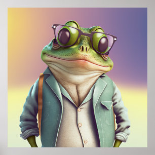 American Bullfrog Hipster Poster