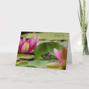 American Bullfrog Under Water Lilies Feiertagskarte