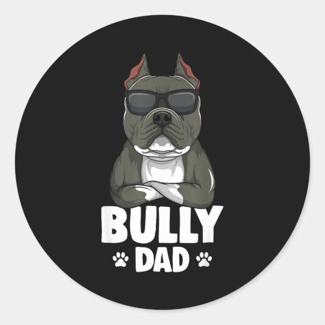 American Bully Dad Dogs Dad Men  Runder Aufkleber (Vorderseite)