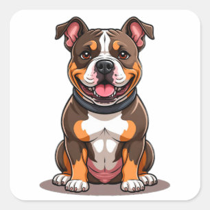 American Bully Süßer Welpen-Stil Quadratischer Aufkleber