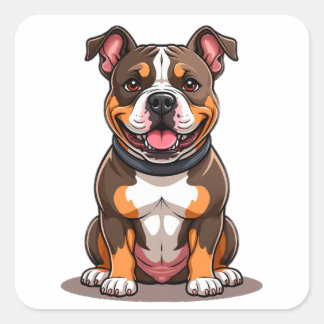 American Bully Süßer Welpen-Stil Quadratischer Aufkleber