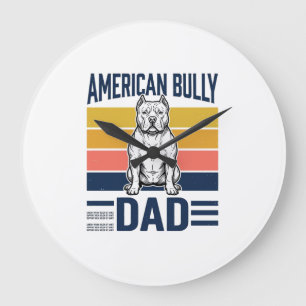 American Bully Vater Vintage Hundeliebhaber-Shirt  Große Wanduhr