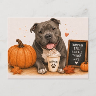 American Bully XL Warm Pumpkin Spice Herbst Postkarte