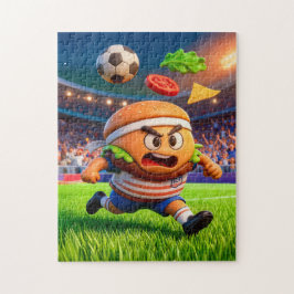American burger soccer player charging across stad puzzle