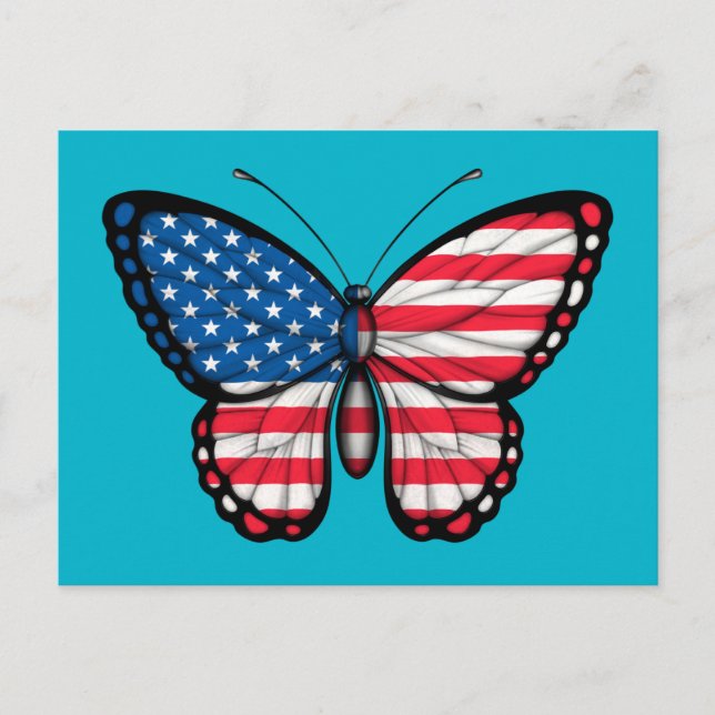 American Butterfly Flag Postkarte (Vorderseite)