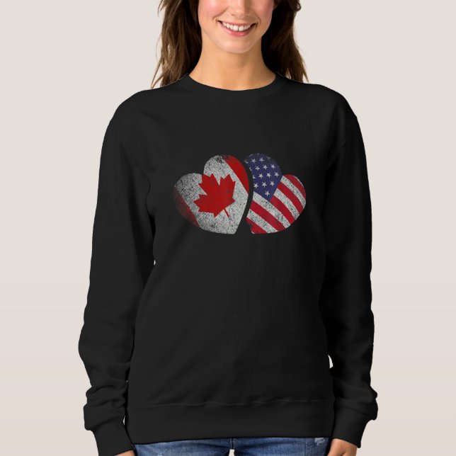 American Canadian Heart Valentines Day Usa Flag Ca Sweatshirt (Vorderseite)