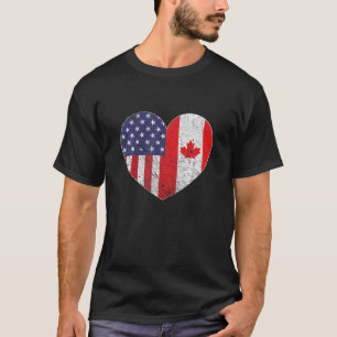 American Canadian Heart Valentinstag Funny USA F T-Shirt