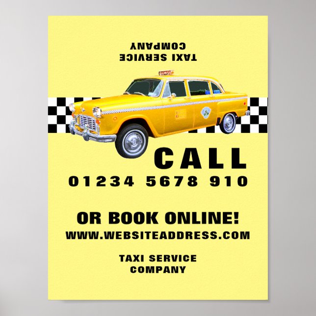 American Cartoon Style Yellow Taxi Werbung Poster (Vorne)