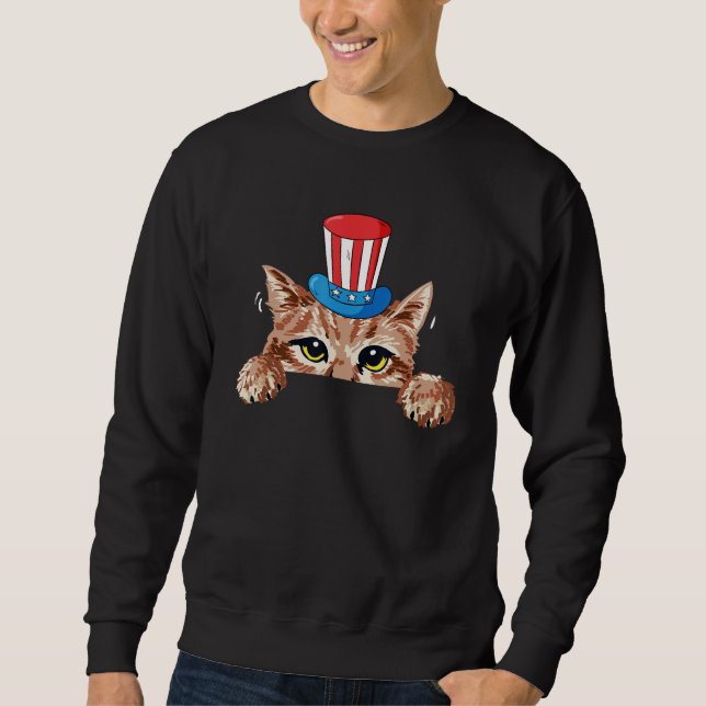 American Cat 4th Of July Funny Kitten Kitty Patrio Sweatshirt (Vorderseite)