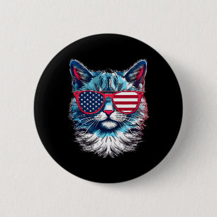 American Cat Sungles USA Flag 4. Juli Cat Grap Button