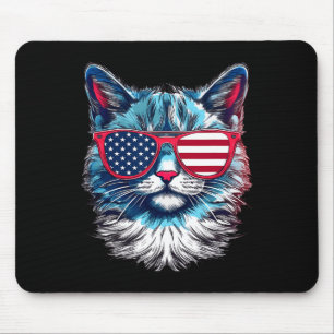 American Cat Sungles USA Flag 4. Juli Cat Grap Mousepad