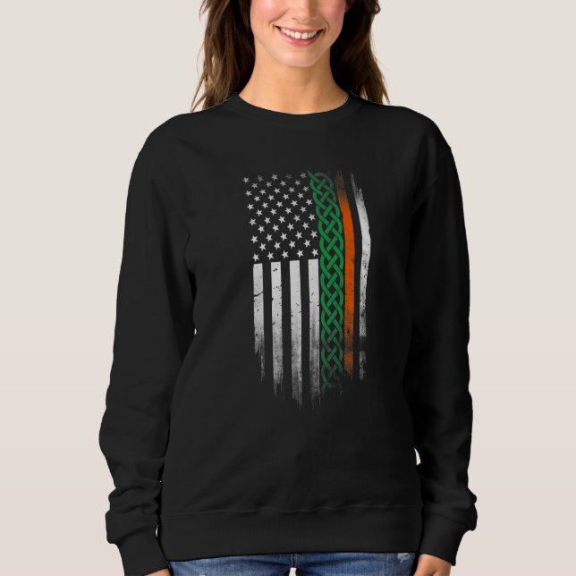 American Celtic knot Stripes flag Irish Patrick's  Sweatshirt (Vorderseite)