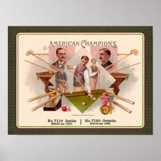 American Champions Billiards Vintages Zigarrenlabe Poster