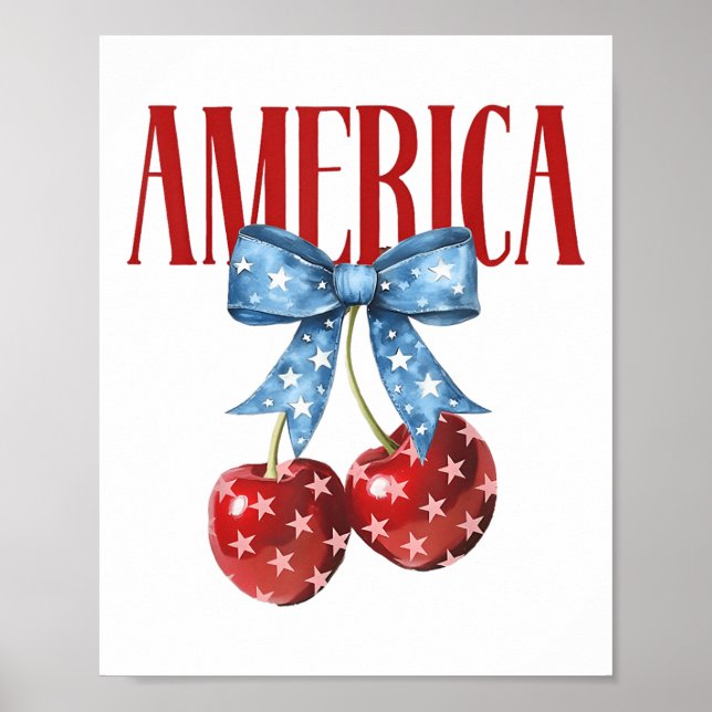American Cherry Pie Coquette Bow Women Girls Cherr Poster (Vorne)