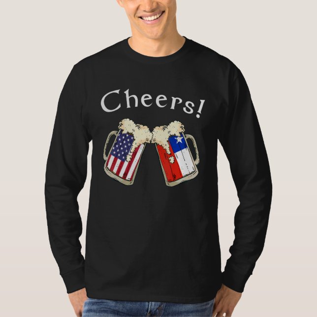 American Chilean Patriot US Flag Beer Drinks Chile T-Shirt (Vorderseite)
