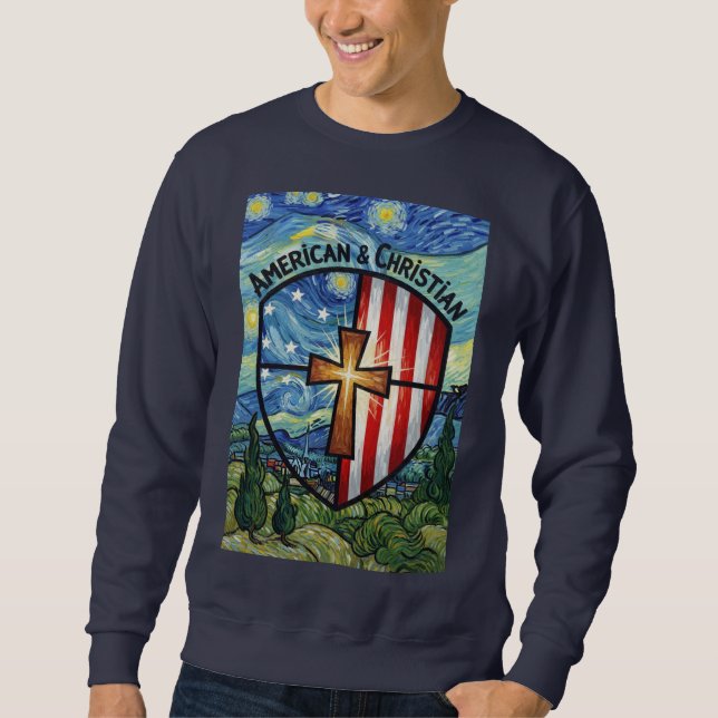 American & Christian Patriotic Shield Faith & Free Sweatshirt (Vorderseite)