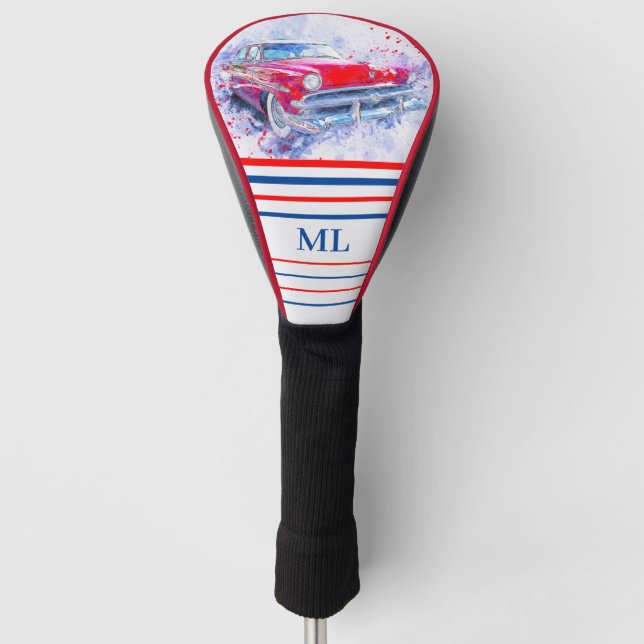 American Classic Car Mit Monogramm Golf Head Cover Golf Headcover (Vorderseite)