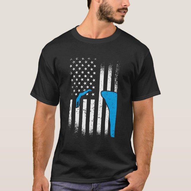 American Cliff Diver Us Flag Cliff Diving T-Shirt (Vorderseite)