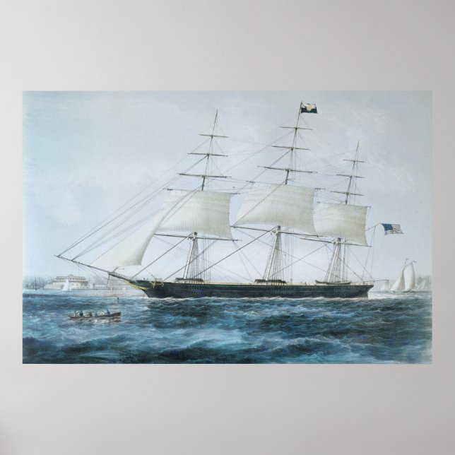 American Clipper Ship Nightingale in New York Poster (Vorne)