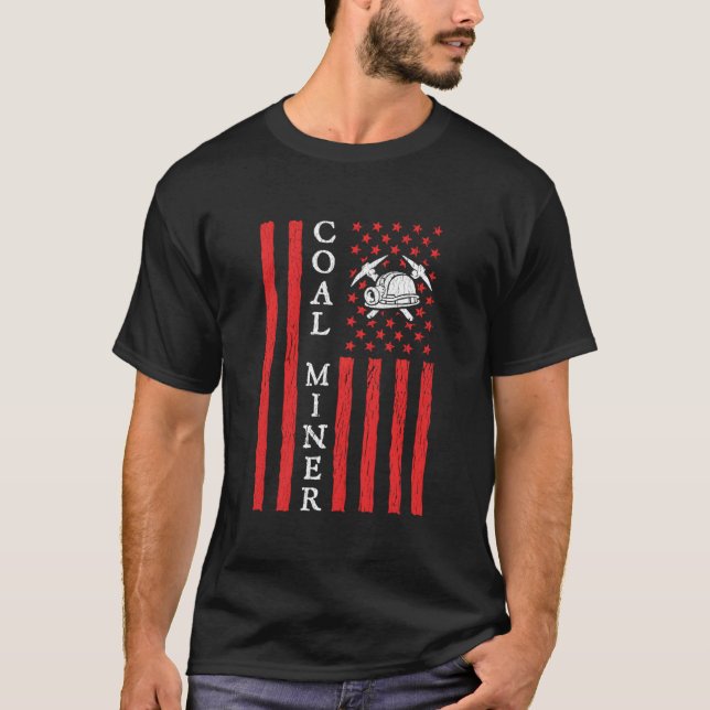 American Coal Miner Usa Flag Mining Miner For T-Shirt (Vorderseite)