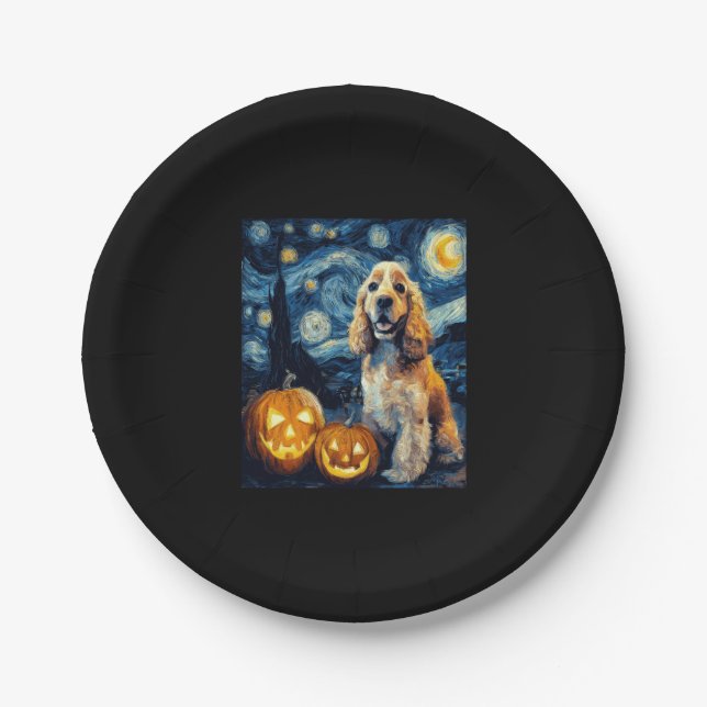 American Cocker Spanel Niedlich Hund Halloween Jac Pappteller (Vorderseite)