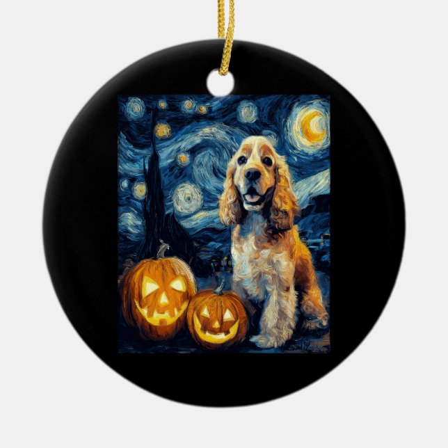 American Cocker Spaniel Cute Dog Halloween Jack O  Keramik Ornament (Vorne)