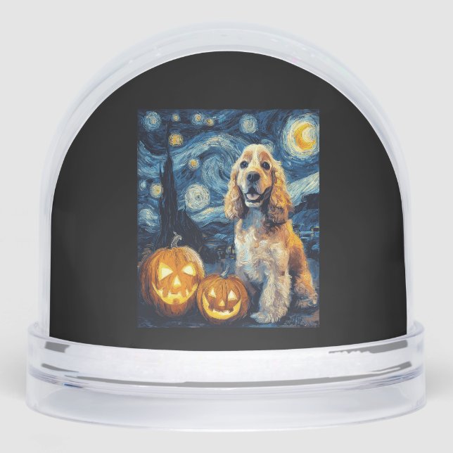 American Cocker Spaniel Cute Dog Halloween Jack O  Schneekugeln (Vorderseite)