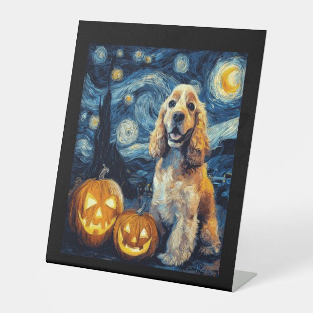 American Cocker Spaniel Cute Dog Halloween Jack O  Sockelschild (Vorderseite)