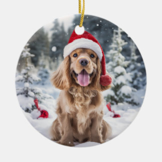American Cocker Spaniel Dog Christmas Keepake Keramik Ornament