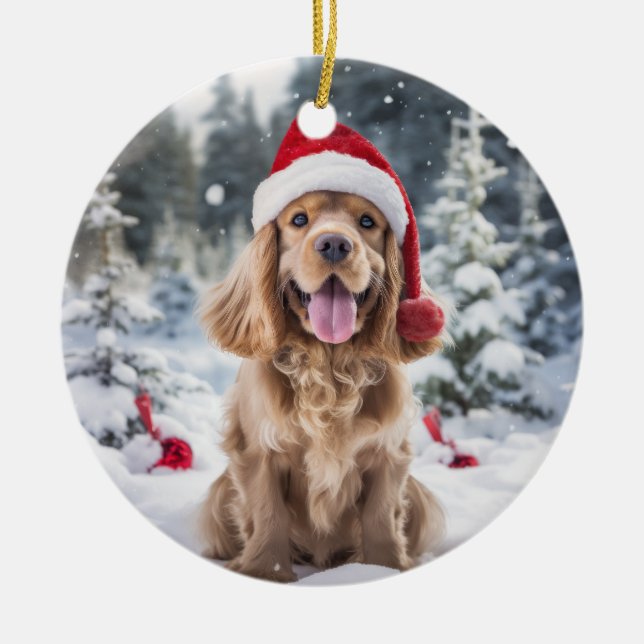 American Cocker Spaniel Dog Christmas Keepake Keramik Ornament (Vorne)