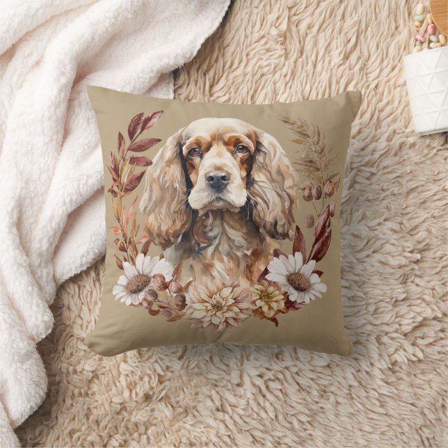 American Cocker Spaniel Dog Herbstkranz Kissen (Decke)