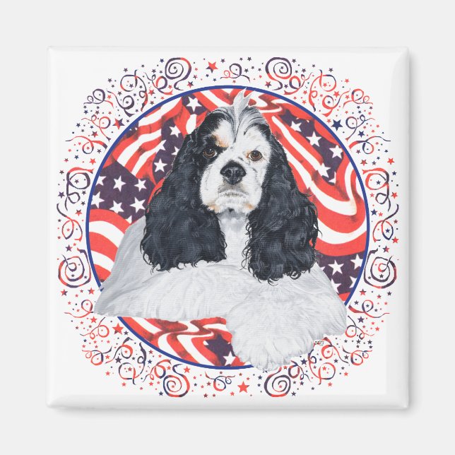 American Cocker Spaniel Flag Magnet (Vorne)