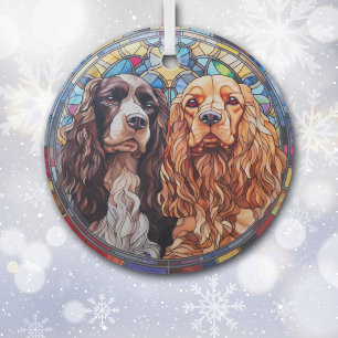 American Cocker Spaniel Hunde festgehalten Ornament Aus Glas