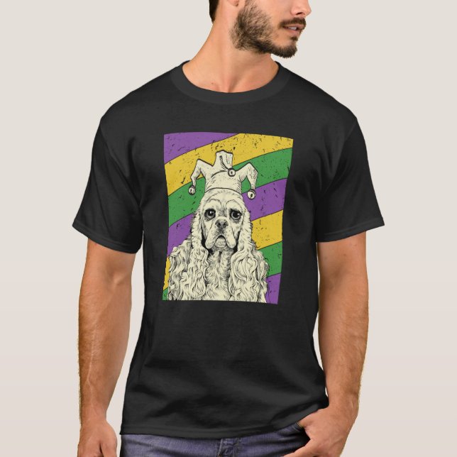 American Cocker Spaniel Jester Mardi Gras Dog Mom  T-Shirt (Vorderseite)