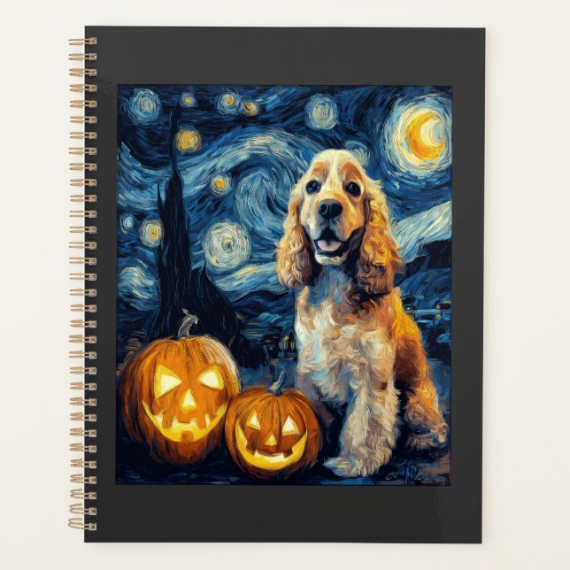 American Cocker Spaniel Süßer Hund Halloween Jack  Planer (Vorderseite)
